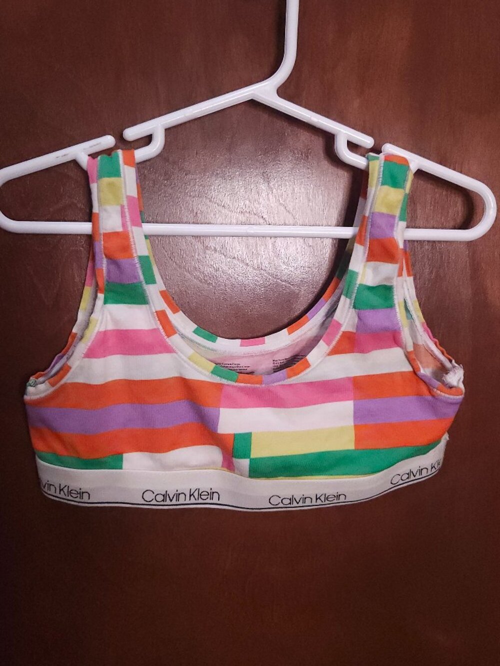 Calvin Klein Girls Modern Cotton Single Cropped Bra in Multicolor Size Medium